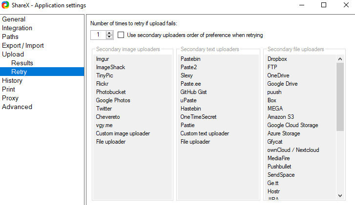 upload settings in ShareX