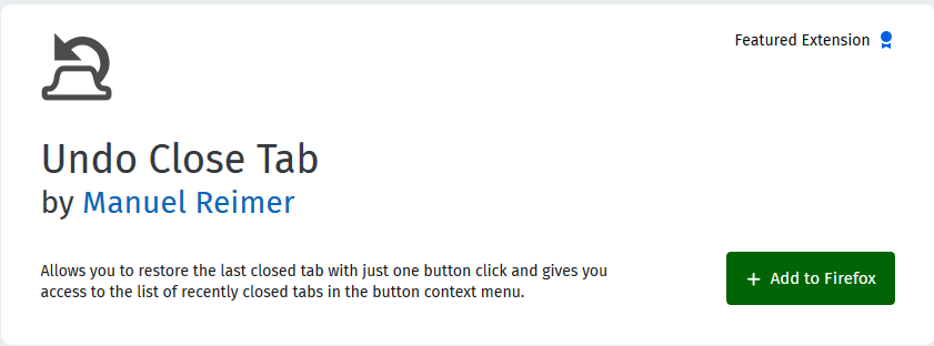 Undo Close Tab Firefox add-on