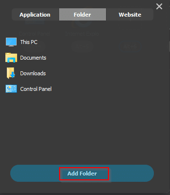 adding a folder shortcut in Wise Hotkey Pro