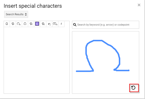 drawing and searching for special characters in Google Docs 