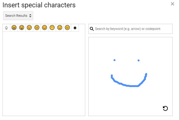 searching for emojis by drawing in Google Docs