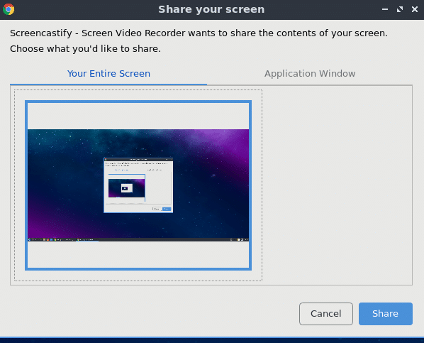 recording screen or application window using Screencastify