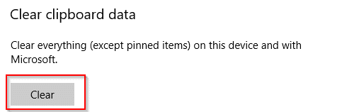 clearing Windows 10 clipboard data