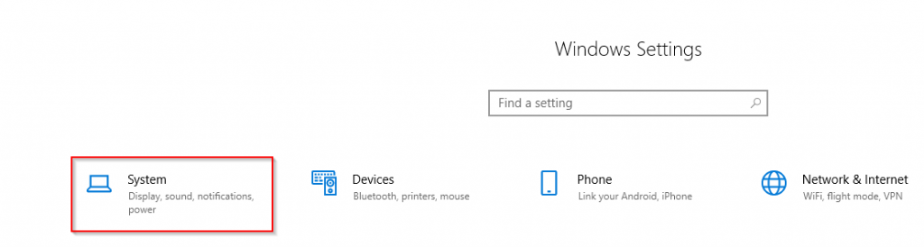 accessing Windows 10 settings