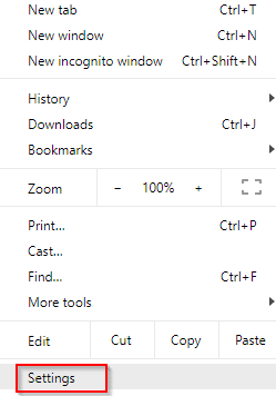 accessing Google Chrome settings