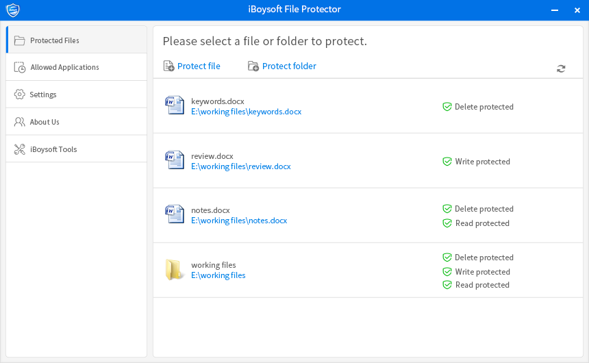 using iBoysoft File Protector