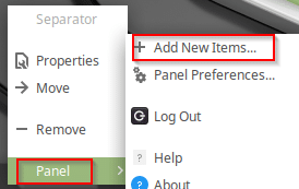 adding new items to Linux Mint panel