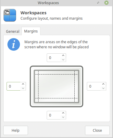 changing layout of workspaces in linux mint 19