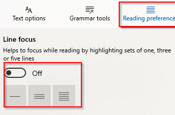 Using Line focus to split lines in Edge browser when reading