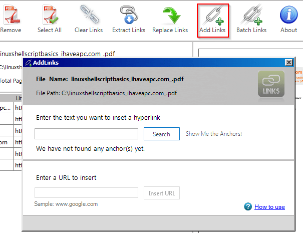 Adding links to a PDF document using PDF Link Editor