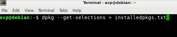 exporting list of all installed packages to a text file in Debian