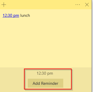 adding a time and date reminder from Sticky Notes to Cortana in Windows 10