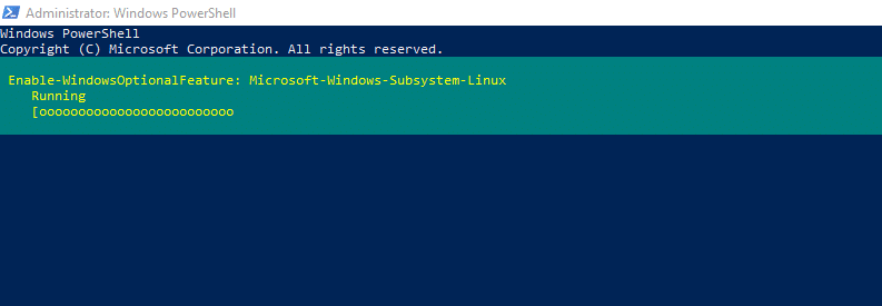 installing WSL through Windows Powershell in admin mode