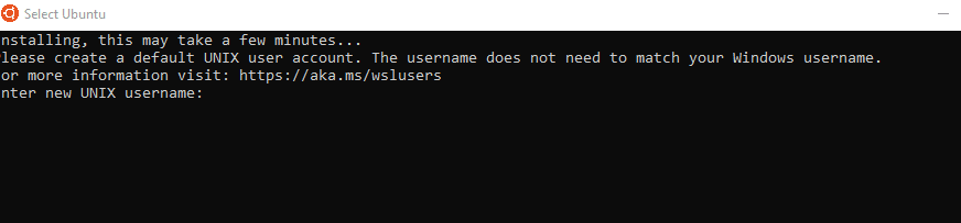 setting a username and password for Ubuntu Terminal in Windows 10