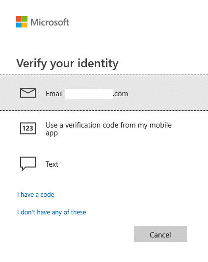 various options to verify identity for syncing passwords in Windows 10