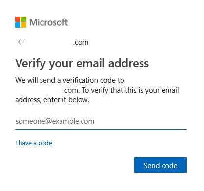 verifying email address for sending passcode as a part of identity verification in Windows 10