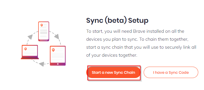 starting a new sync chain in Brave browser 