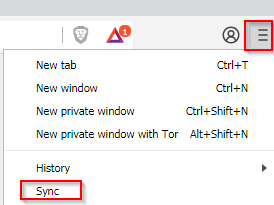 accessing sync settings in Brave browser 