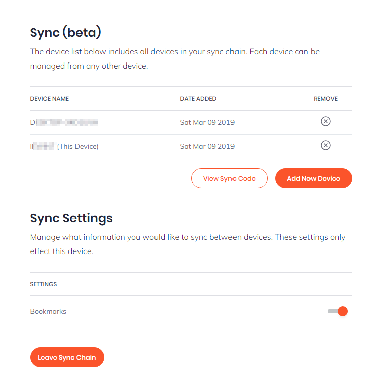 sync setup successfully in Brave browser 