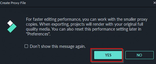 using a proxy file when editing large videos in Filmora9