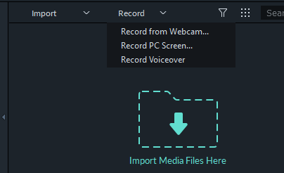 recording PC, webcam or voiceover in Filmora9