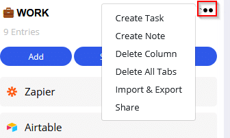 column options in Qlearly 