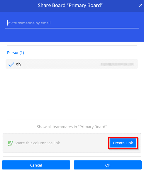 creating a shareable link for boards and columns in Qlearly
