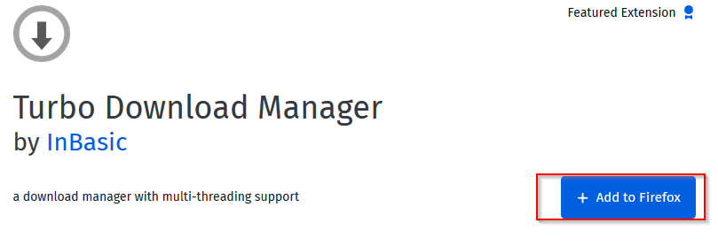 Turbo Download Manager Firefox add-on page