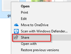 sharing a file in Windows 10