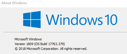 windows 10 version details using winver command