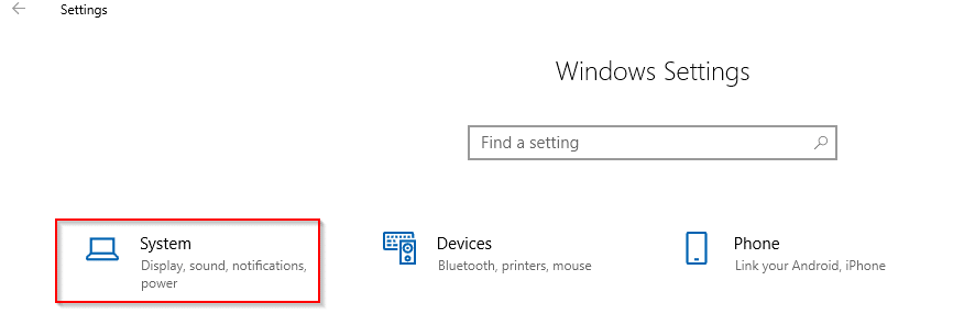 accessing Windows 10 system settings