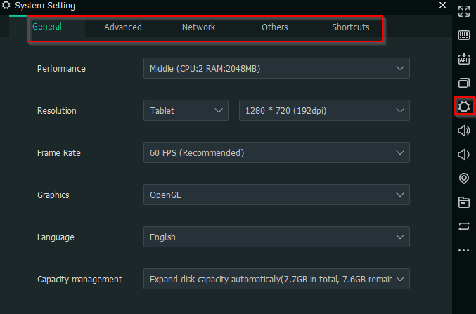 accessing MEmu Player settings