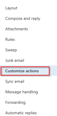 configuring quick actions in outlook.com 