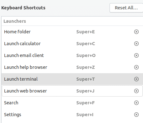 setting custom keyboard shortcuts in Ubuntu 19.04 