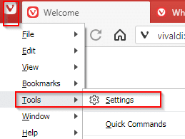 accessing Vivaldi settings