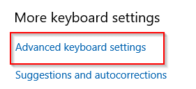 Configuring advanced keyboard settings in Windows 10