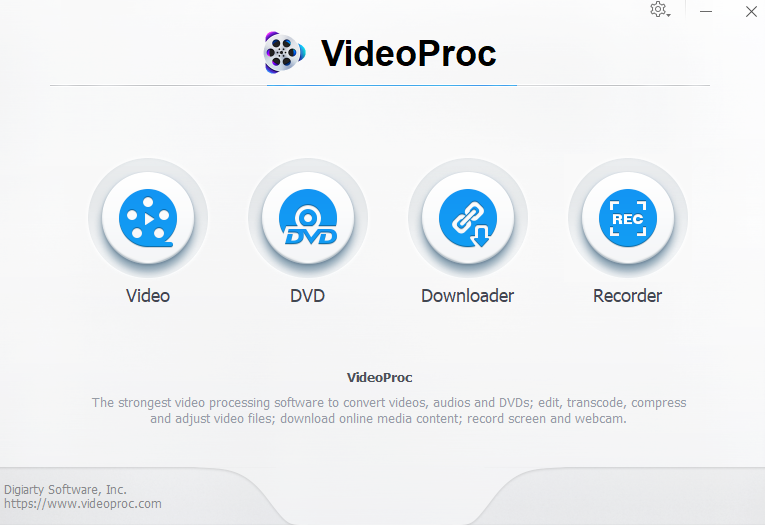 VideoProc main interface