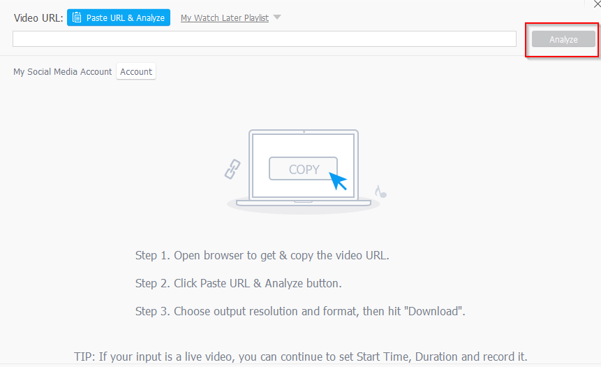 copy pasting online video URLs in Downloader 