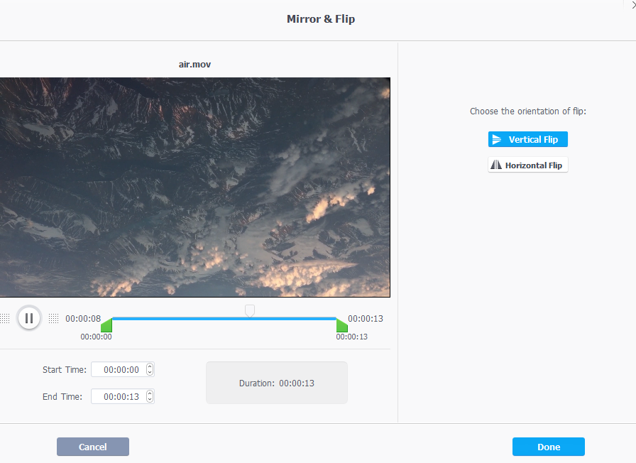 flip videos horizontally and vertically using VideoProc 