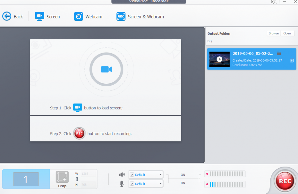 Recorder module of VideoProc 