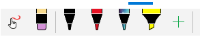 list of available drawing tools - sketch icon, eraser, pens and highlighter in Windows Mail app