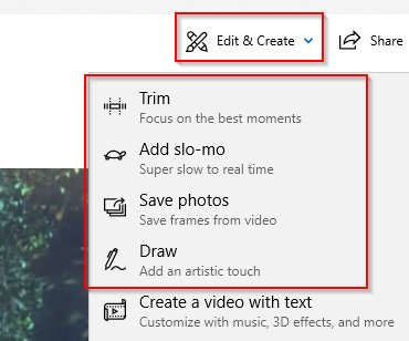 various video editing effects in Windows 10 Photos app 