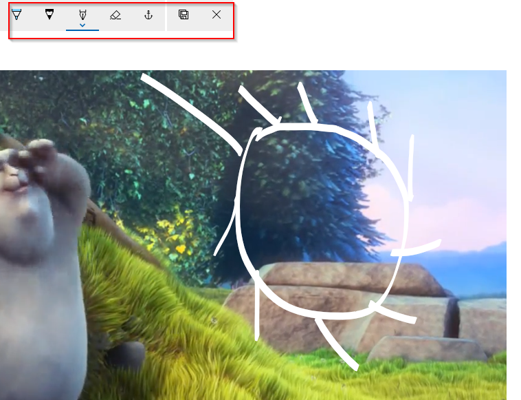 scribbling on videos using Draw feature in Windows 10 Photos app 