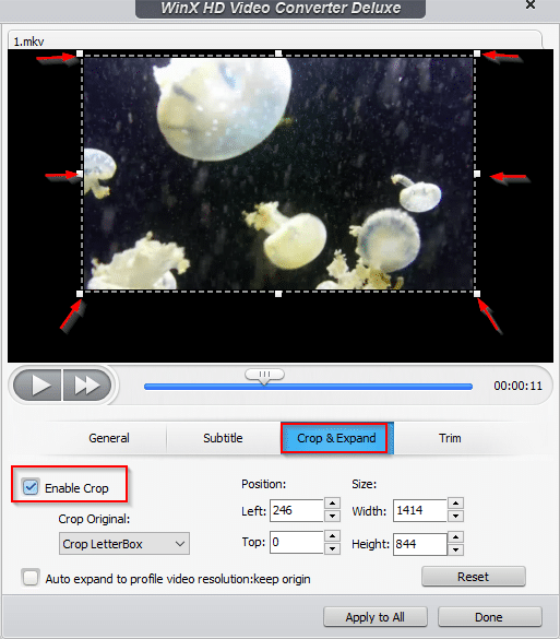 crop and expand videos in WinX HD Video Converter Deluxe