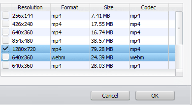 available resolutions for converting online videos using WinX HD Video Converter Deluxe