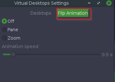 selecting a n animation effect when switching to a virtual desktop in Bodhi Linux