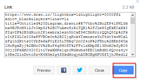 copying drawing link for sharing in draw.io