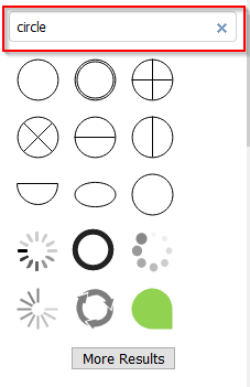 list of shapes based on search in draw.io