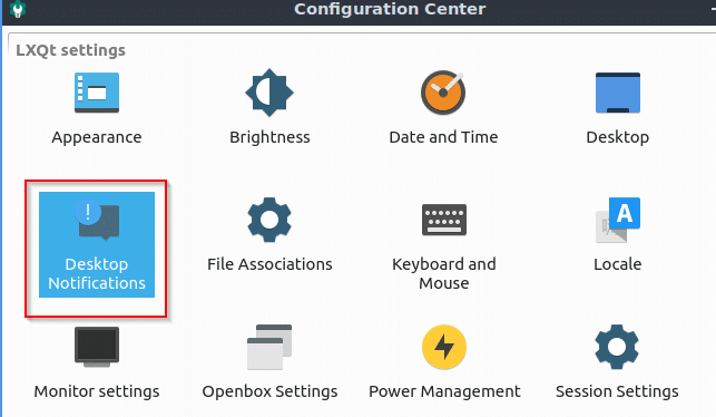 Desktop Notifications settings in Lubuntu 19.04