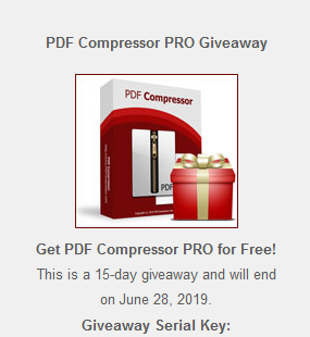 getting registration code for giveaway copy of PDF Compressor PRO